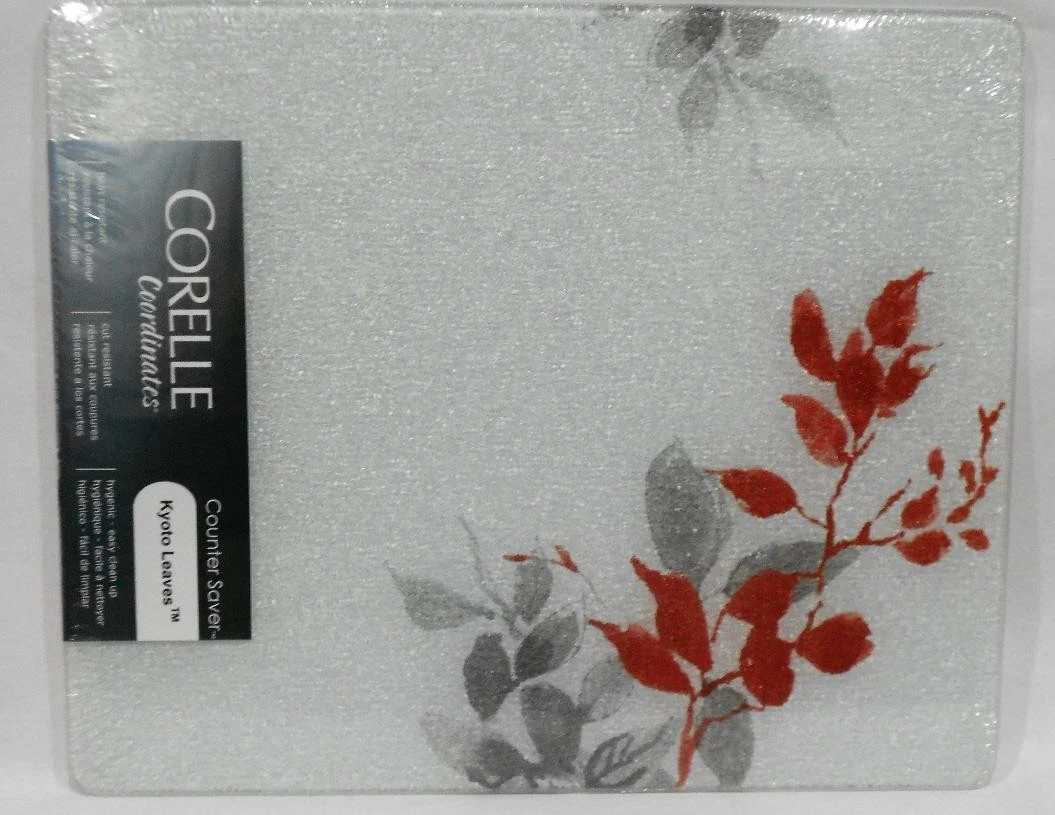NEW Corelle KYOTO LEAVES 15x12 COUNTER SAVER Tempered Glass Board Hot Plate