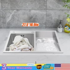 Stainless Steel Laundry Sink Double Basins Sink For Laundry Rooms, Utility Rooms