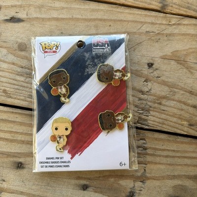 Funko Pin Set USA Basketball Enamel Pin Set Dream Team Magic, Malone, Bird, Robi