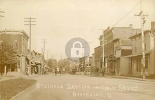 Greenwich OH Ohio Main Street Business Section RPPC Photo Postcard COPY