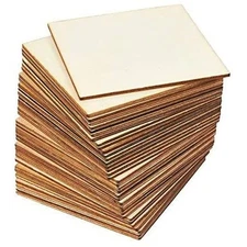 Wood Squares for Crafts - 4-Inch Brown, 36-Pack - Unfinished Surface