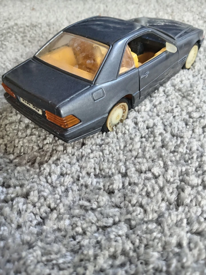 Mercedes 500 SL 1989 Toy Car Grey 7" Hardtop Doors Open Good Cond - World Ship - Image 3 of 4