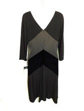 Ralph Lauren Size 6 NWT Black Velvet Chevron Stripe Dress Empire Stretch Knit sm