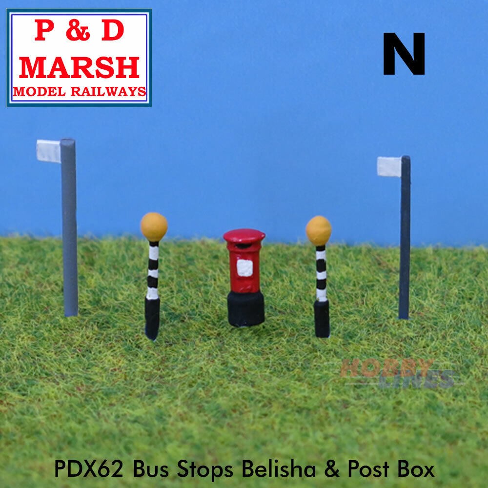 BUS STOPS ETC Painted street furniture ready to place PD Marsh 1:148 N gauge X62
