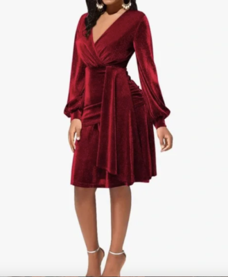 fit and flare knee length cocktail dress Marsoni MV1414 Knee Length Semi-Formal Dress PromGirl