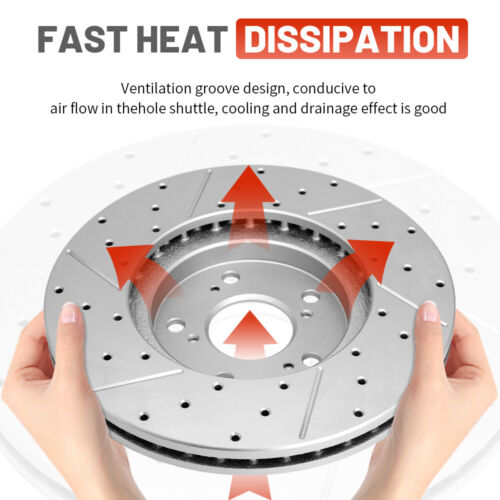Front Rear Drilled Rotors & Brake Pads for 2013-2016 Ford Escape 1.6L FWD & 2.5L - Picture 4 of 10