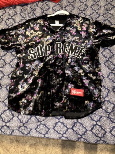 Supreme Floral Velour Baseball Jersey