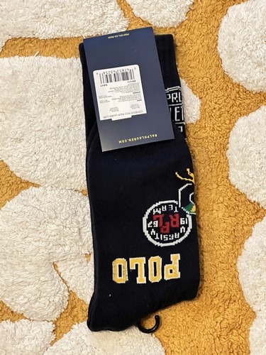 Polo Ralph Lauren 1967 PRL Team Varsity 1 Pair Navy Crew Socks Men 10-13 NWT - Picture 2 of 2