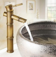 Vintage Antique Brass Bamboo Shape Bathroom Sink Faucet Basin Mixer Tap 2nf010