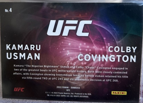 2022 Panini Donruss Kamaru Usman Colby Covington Duos Purlpe 62/99 - Picture 2 of 2