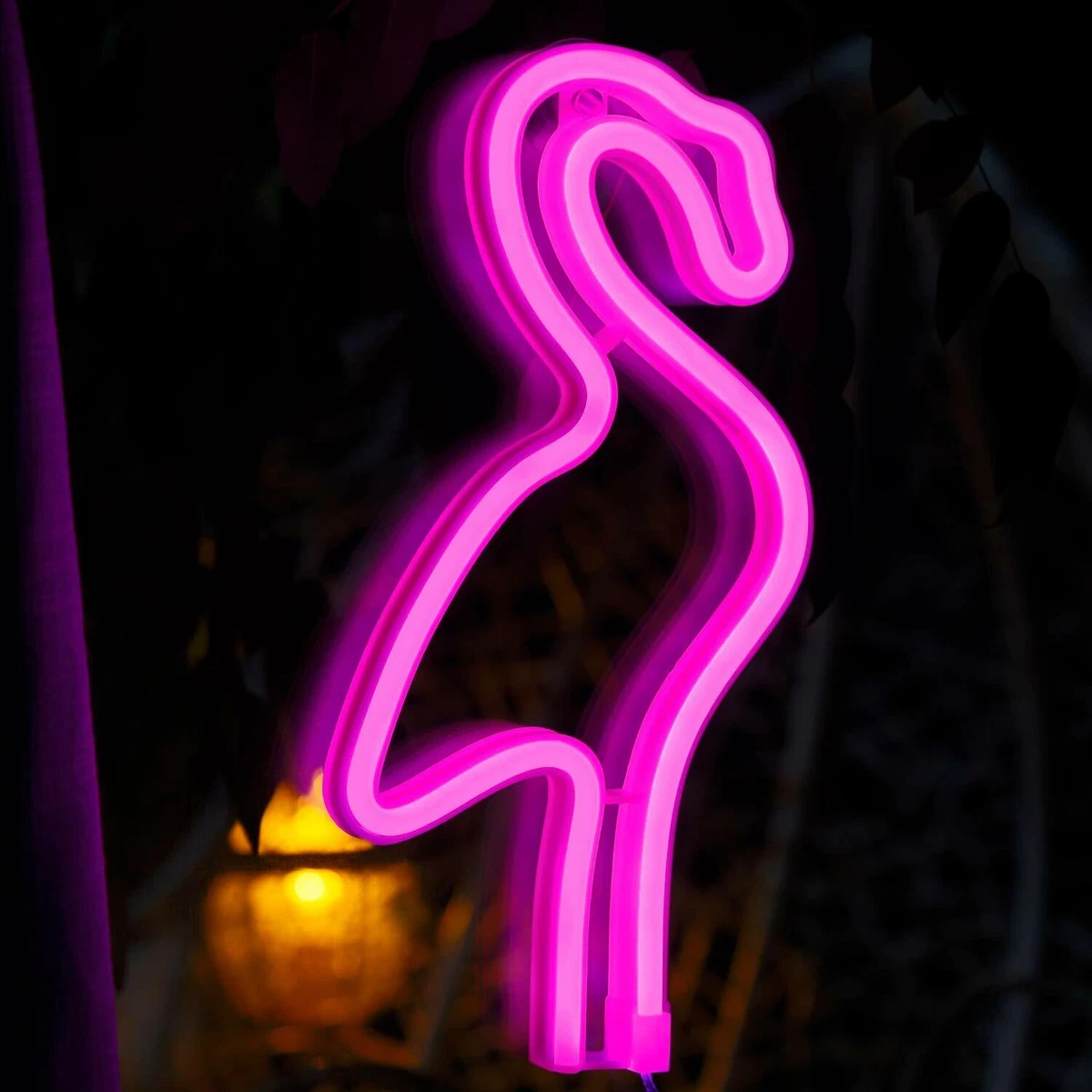 2 x Pink Flamingo Neon Light Sign Romantic LED Wall Mount Decor