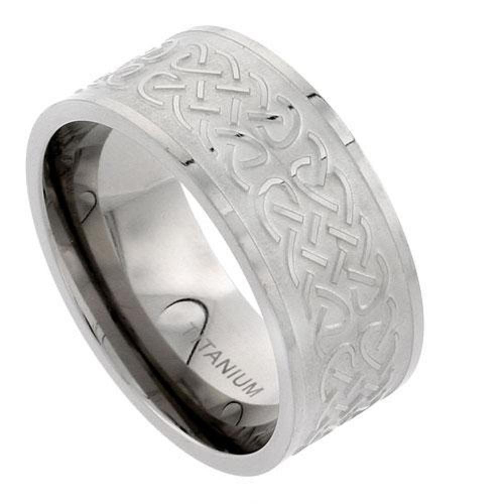 10mm Titanium Celtic Knot Wedding Band Ring, Flat Comfort Fit-image