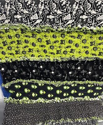 New Full Size Rag Quilt, Handmade. outer Space Aliens themed