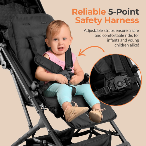 Lightweight Baby Stroller - One-Hand Fold Compact Stroller, Multi-Position Recli - Picture 3 of 7
