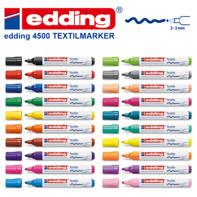 Edding 4500 Textilmarker orientblau, T-Shirt Stoff, Baumwolle, Seide, Leinen