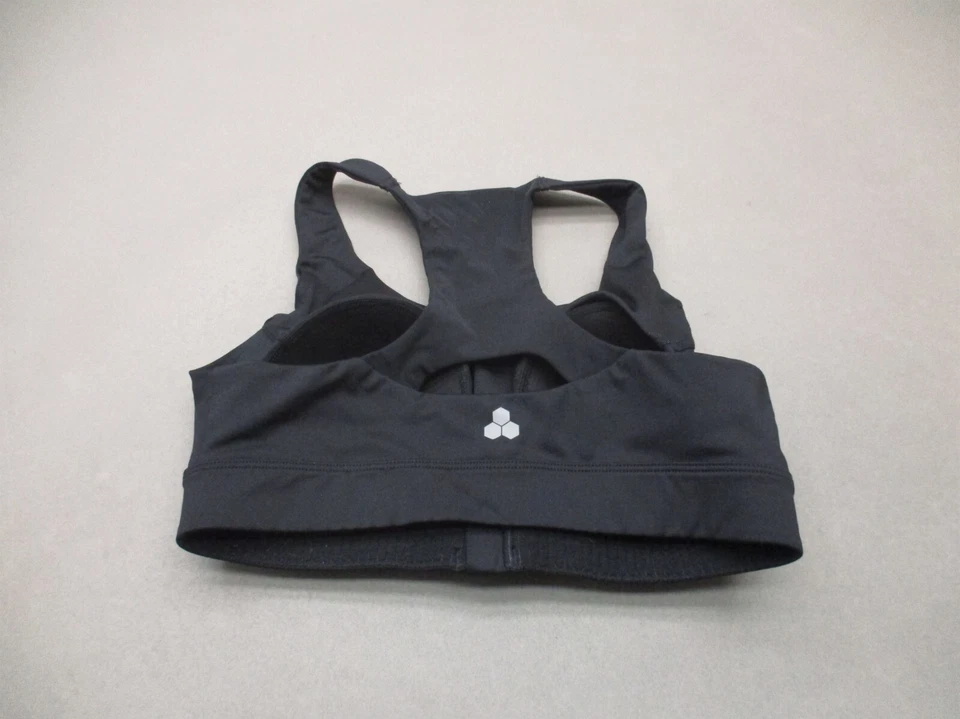 TEK GEAR Size S Womens Black Lined Wireless Front Zip Racer Back Sports Bra 3Q - Изображение 4 из 4