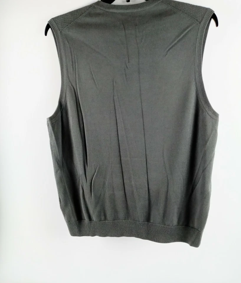 Structure Vest Men Size Large Gray Pull Over 100% Cotton V-neck Preppy Classic - Image 4 of 4