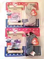 Ty Political Lefty Donkey and Righty Elephant Mini Beanie Babies McDonalds