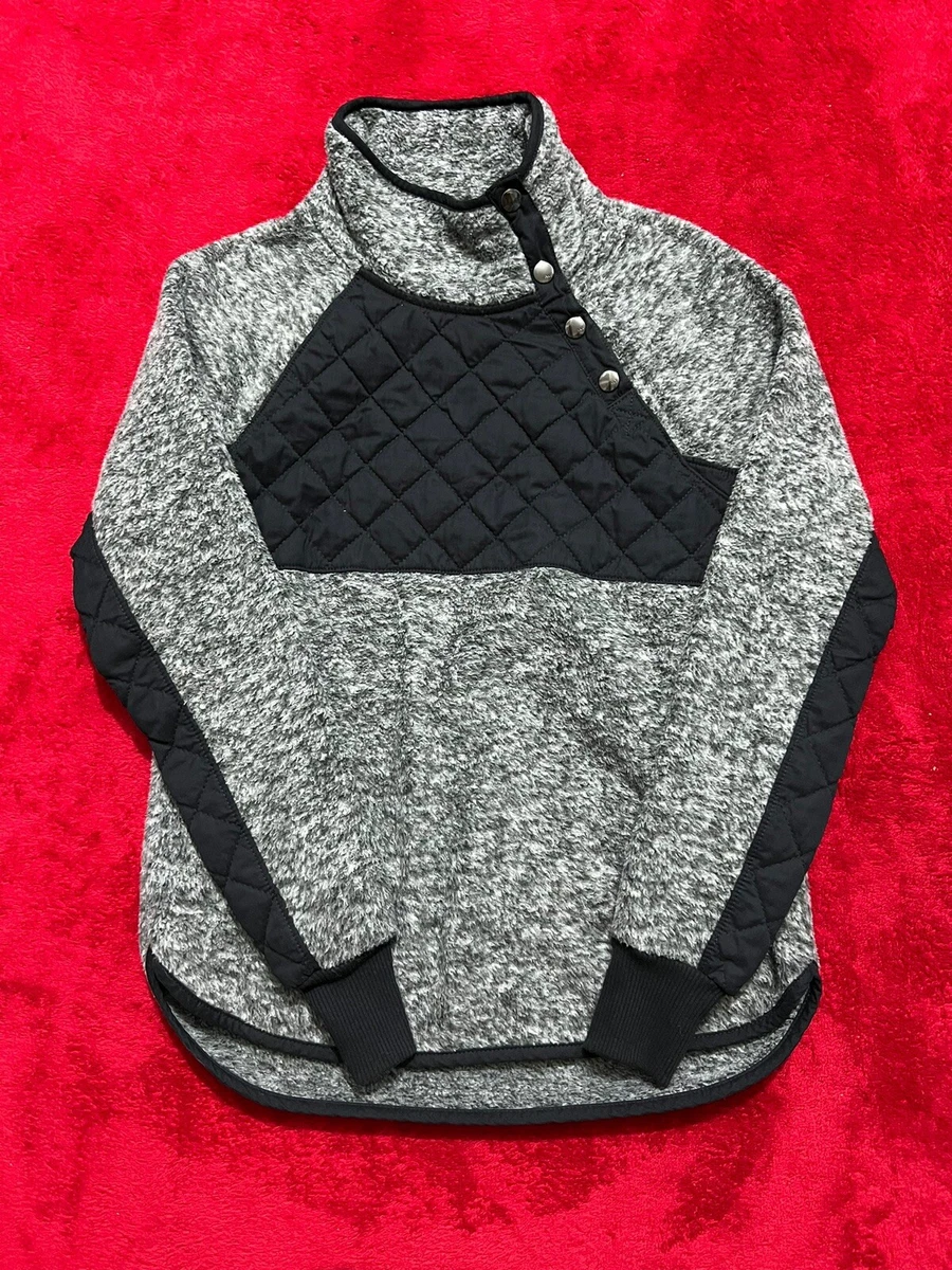 Abercrombie Fitch Mens Fleece Pullover Jacket Gray Asymmetric