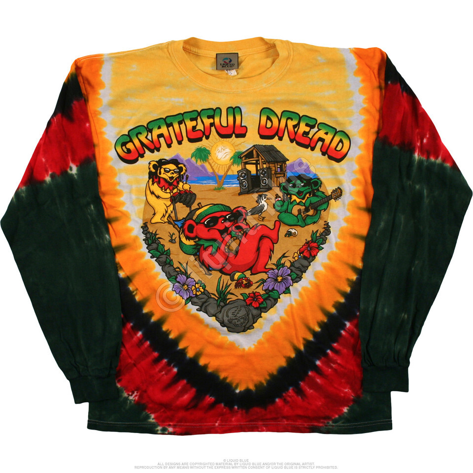 90s GRATEFUL DEAD長袖Tシャツ GRATEFUL DEAD-DREAD-POSITIVE VIBRATIONS-LONG SLEEVE 2SD TIE DYE