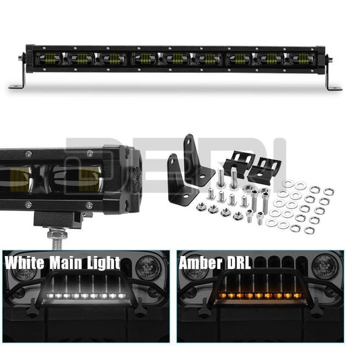 Slim 8/14/20inch LED Light Bar Amber DRL Mode Fog Driving Work Offroad 4X4 6D - Picture 6 of 15