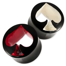 Horn Flesh Tunnel Pik Ass ohr plug as ace of spade piercing poker gambling tube