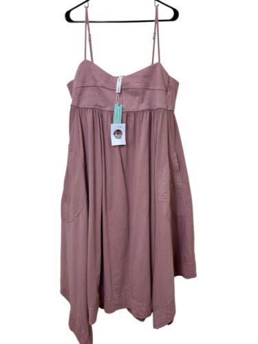 NEW 1X Women Summer Dress Daily Practice by Anthropologi Mauve Asymmetrical Rose