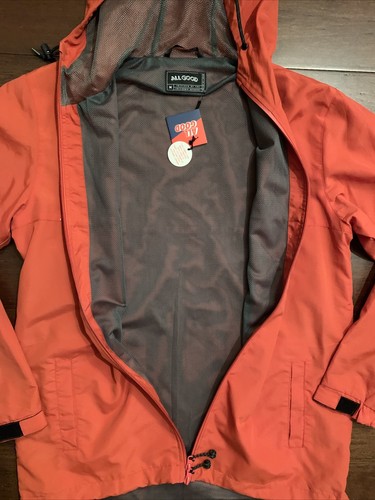 All Good Brand Waterproof Hooded Zip Front Men's M Jacket Windbreaker Rust/Red - Picture 9 of 11