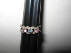 Vintage Sterling Silver Pink Blue Stone Double Rope Band Ring Mother's Ring