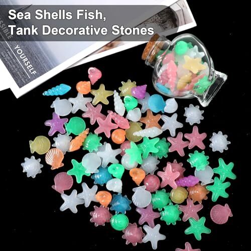 100PCS Glow in The Dark Rocks, Aquarium Glow Stones Fish Tank Decorations Fish - Picture 5 of 8