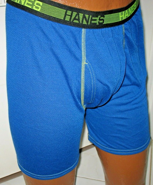 LOT OF 2 HANES COMFORTABLE NEW XL BLUE POLYESTER BOXER SHORTS