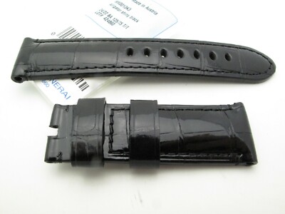 Panerai BLACK CROC  GLOSSY Alligator Strap Regular 125mm / 75mm 24mm / 22mm 