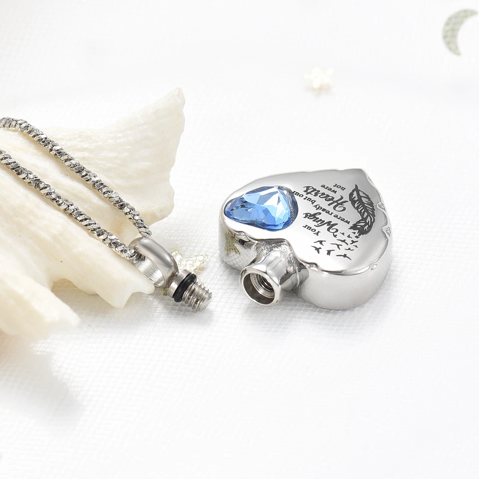 Your Wings Were Ready My Heart Was Not Heart Cremación Joyería Cenizas Collar Foto 4 de 4