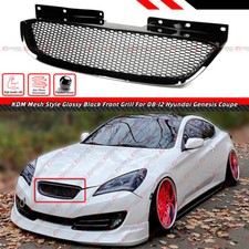 For 2008-2012 Hyundai Genesis Kdm Mesh Style Gloss Black Front Mesh Grill Grille