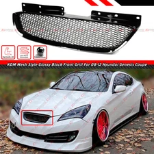 For 2008-2012 Hyundai Genesis KDM Mesh Style Gloss Black Front Mesh Grill Grille