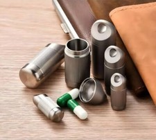 Titanium Waterproof Pill Holder Case Organizer Container Portable Keychain EDC