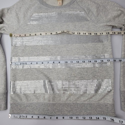 Mossimo Supply Co Sweatshirt French Terry grau meliert Pailletten Small - Bild 6 von 8