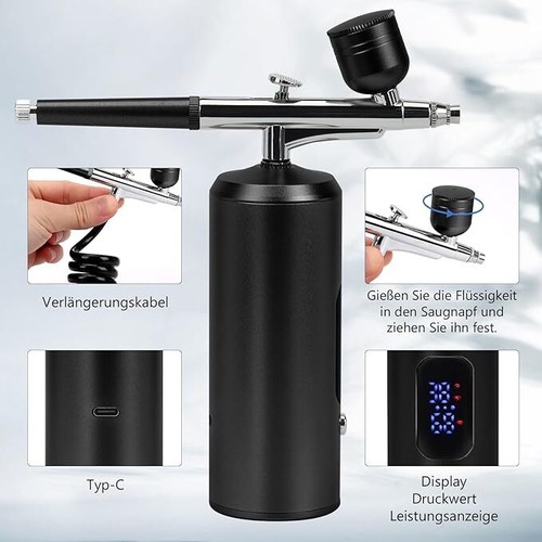 Airbrush Compressor Kit Dual Action Air Brush Spray Gun Art Tattoo Paint - Picture 9 of 15