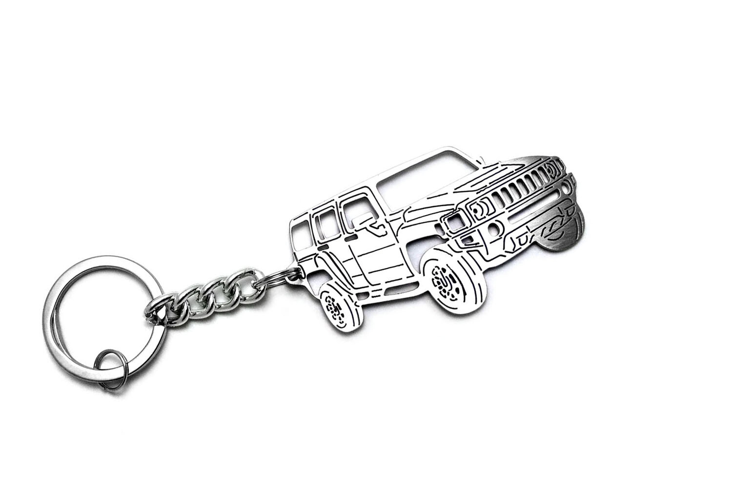 Stainless Steel Keychain Laser Cut Car Body Design Key Ring Fit Hummer