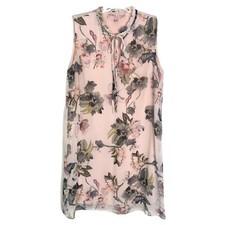 Philosophy Womens Sleeveless Floral Shift Dress Blush Pink Keyhole Neck Sz Small