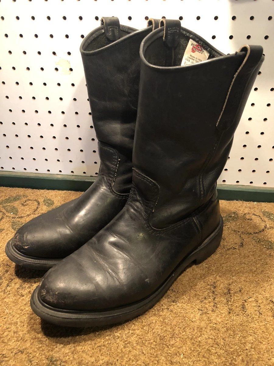 Red Wing Pecos 1125 Soft Toe Black All Leather Boots Size 8.5 EE