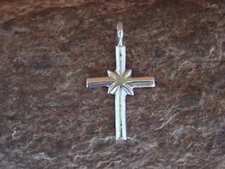Small Navajo Jewelry Sterling Silver Cross Charm / Pendant by Lorraine Chee