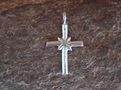 Small Navajo Jewelry Sterling Silver Cross Charm / Pendant by Lorraine Chee