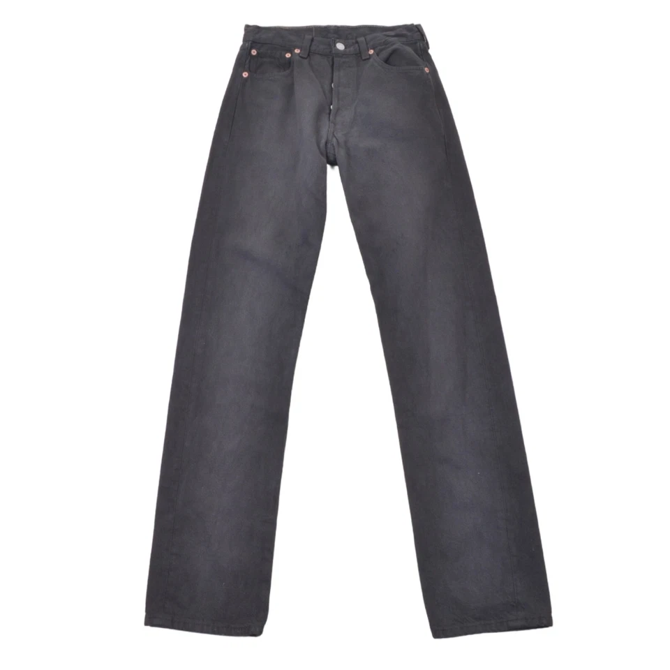 JEANS 501 VINTAGE LEVI'S 29/34 EN DENIM NOIR DÉTENTE DROIT ROCKABILLY - Photo 2/4