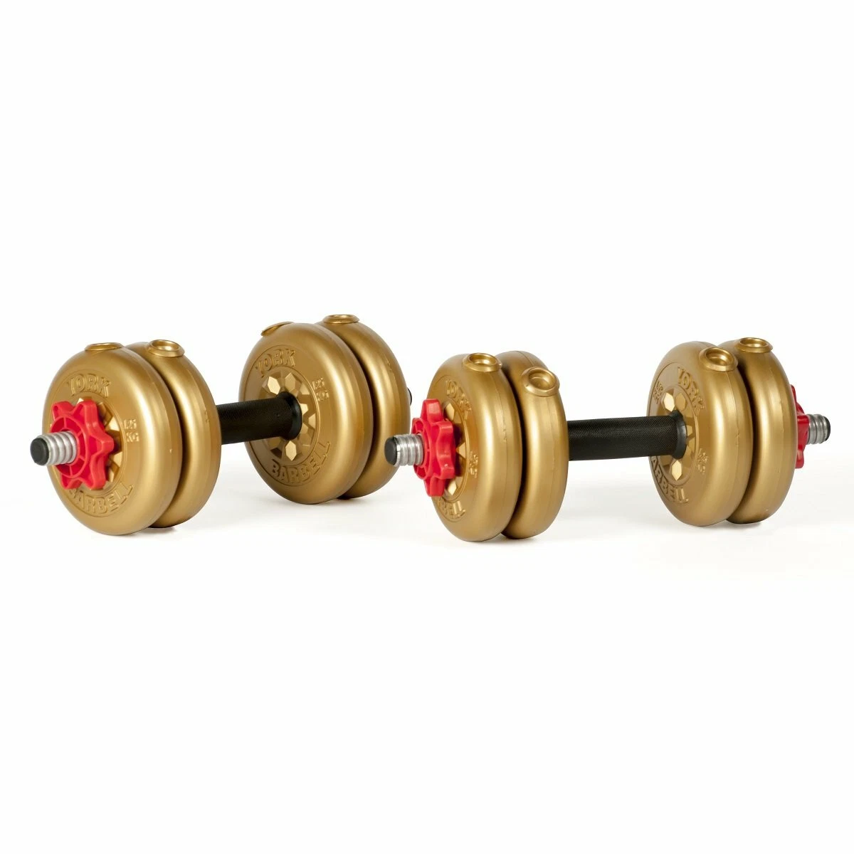 York 11kg Adjustable Dumbbell Weights Set w/ 8 Vinyl Plates, Bars & Collars