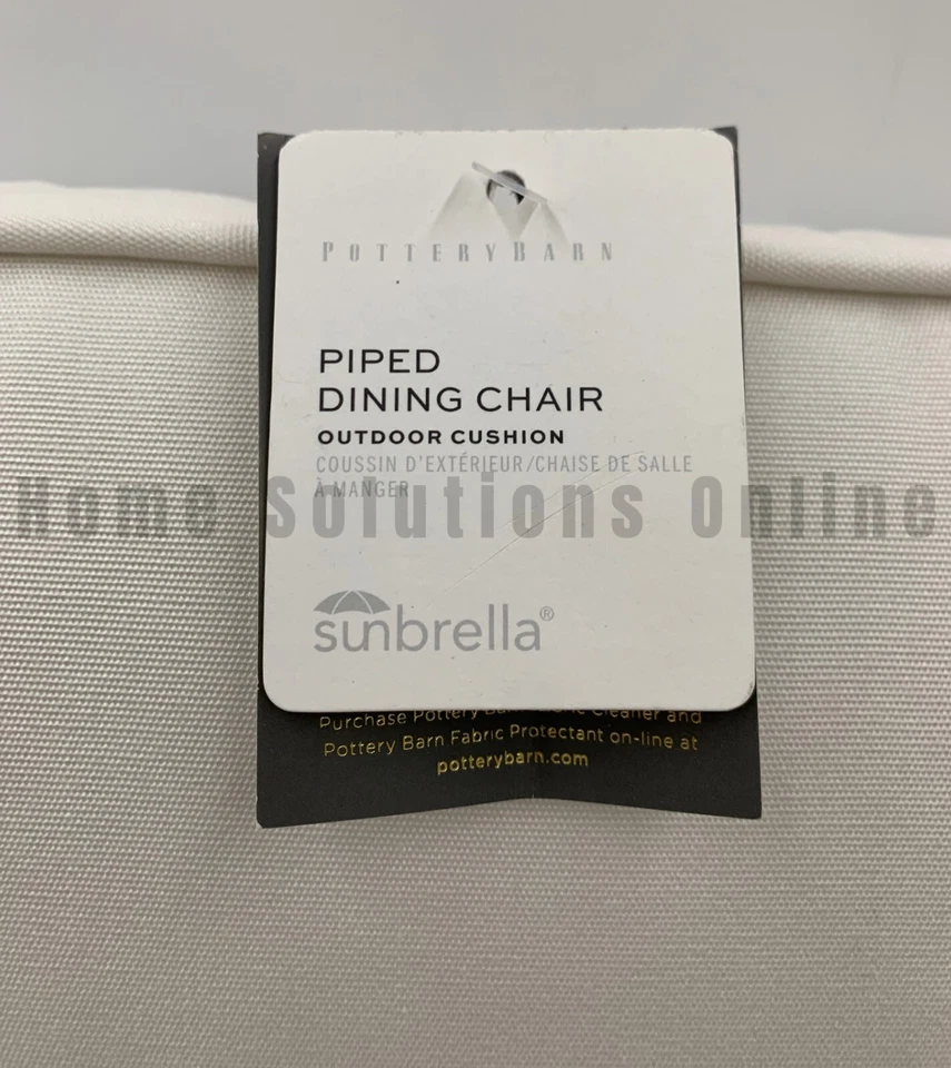 Cojín para silla de comedor exterior Pottery Barn Piped blanco 19" cuadrado #Z1170G Foto 2 de 4