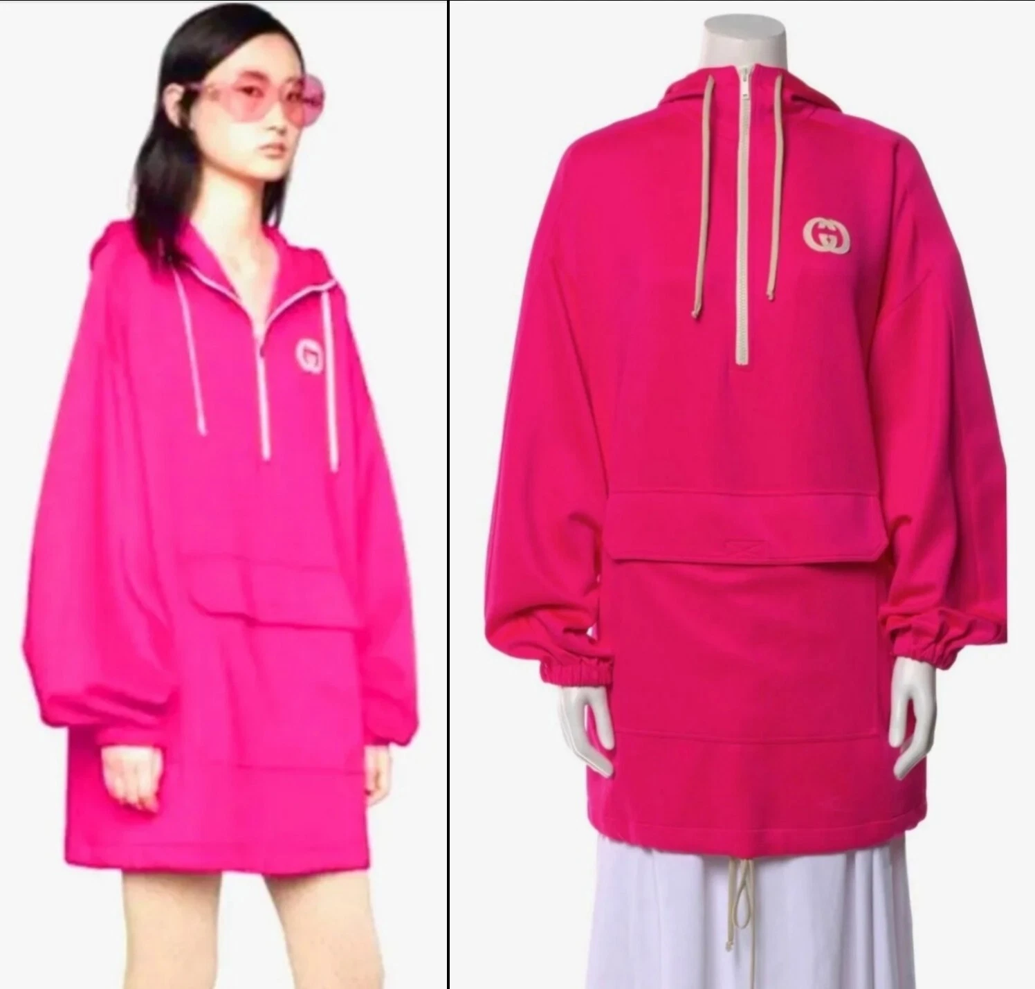 Robe sweat à capuche 4K neuve Gucci 2021 logo rose 2 4 6 38 40 haut sweat à capuche XS S