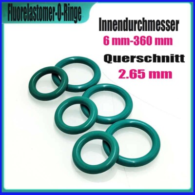 O-Ringe FKM Fluor Gummi Öl Resistant Dichtungen Ø6mm-360mm Schnurstärke 2.65mm