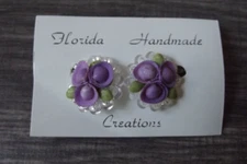 Vintage Florida Handmade Creations-Petite Purple Shell Clip Earrings in Box