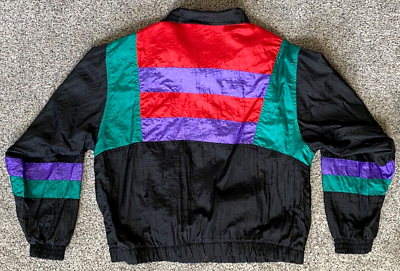 Vtg Pan Asia Windbreaker Retro Jacket Medium M Colorblock 80s